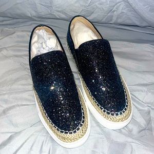 Black glitter slide on sneakers